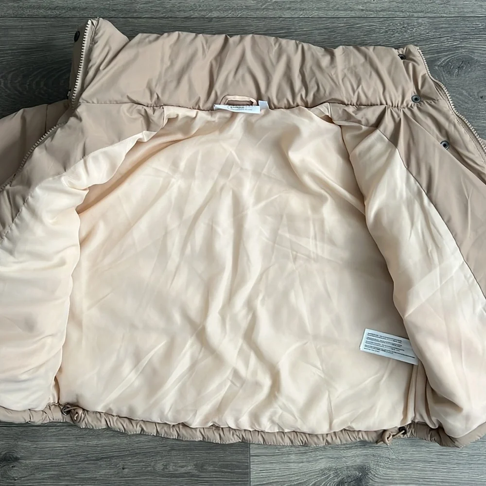 THE FIFTH LABEL Oversized Puffer Jacket XS Beige Neutral Cropped Retro 90s Fall - Picture 9 of 12